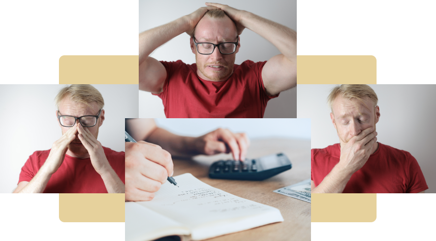 man frustrated with expenses